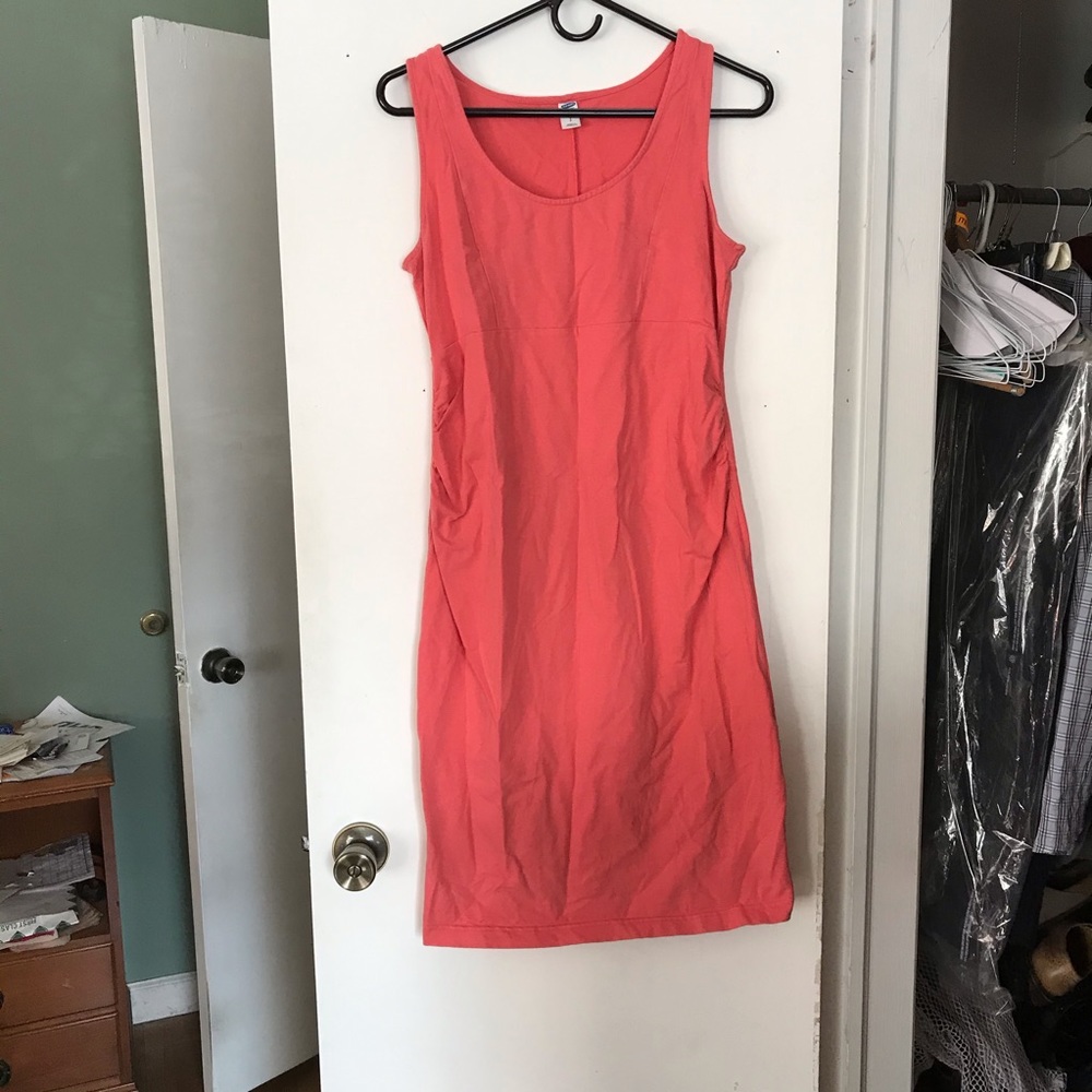 Old Navy Coral Midi Maternity Dress